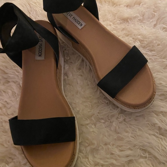 Steve Madden Bandi Elastic Cork Platform Wedges - Picture 4 of 7